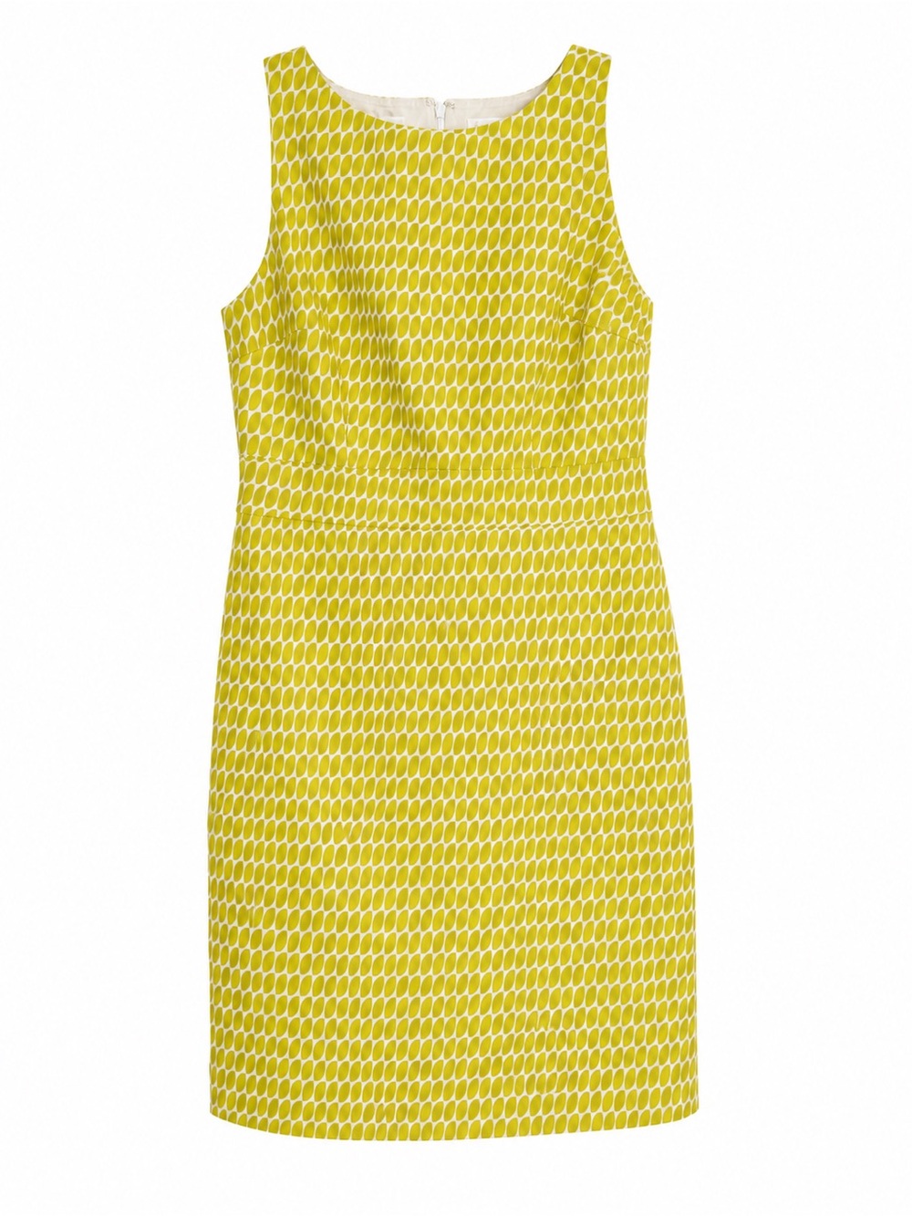 Ann Taylor Yellow Geometric Sheath Dress Size 8 Sleeveless Career Dress